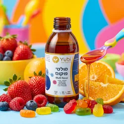 שלישיית ויטמין מולטי פוקוס בסירופ 250 מל' בקבוק גדול